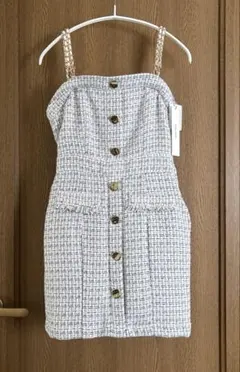 2026新作 ROYAL PARTY チェーンストラップ ツイード ワンピース