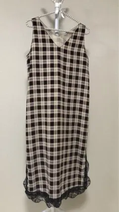美品　マジェスティックレゴン　チェック　ワンピース　ジャンスカ