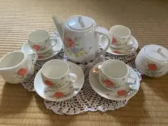 花柄ティーセット（ティーポット、カップ6個）