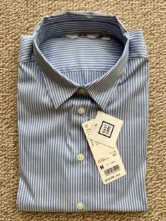 未使用 ユニクロ スーピマコットンストレッチストライプシャツ 七分袖
