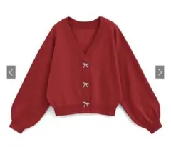 [新品未使用] GRL ビジューリボンボタンニットカーディガン k9342f