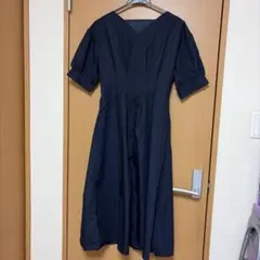 ITS'DEMO 半袖　シャツワンピース　フリーサイズ　ネイビー