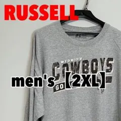 f854【RUSSELL】長袖プリントTシャツ【2XL】
