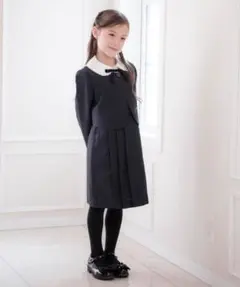 美品　アンサンブル　ワンピース　フォーマル　110 濃紺　お受験　結婚式　発表会