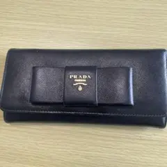 ✨Aランク✨ PRADA 長財布 サフィアーノレザー サフィアーノ リボン 