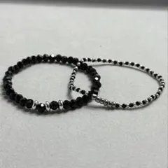 ビーズ　ブレスレット　ハンドメイド　黒　168