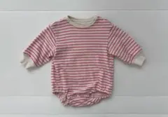 《美品》　DAILY LINE ピンク　ボーダー　ロンパース