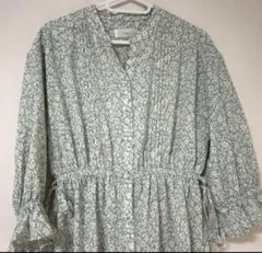 index 花柄 長袖 七分袖　ワンピース グリーン系