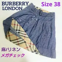 【極美品】バーバリー BURBERRY LONDON デニムフレア リネン 38