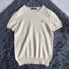 ラルフローレン 半袖コットンニット アイボリーLL ポニー刺繍 クルーネック