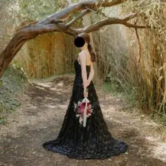 カラードレス　ブラック　ウェディングドレス　サイズオーダー　キャミソール