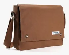 ショルダーバッグ 撥水 A4 大容量 肩掛け 斜めがけ 帆布　ブラウン