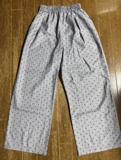 ハート柄 ストライプ ワイドパンツ