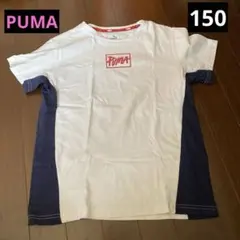 PUMA ロゴ Tシャツ ホワイト/ネイビー　150cm 半袖　男の子　プーマのサムネイル