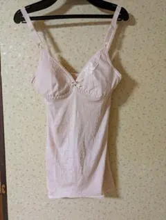 綿ピンク レース付き ブラキャミソール M