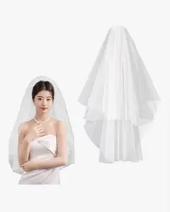 二層式ウェディングベール 60-80cm ホワイト