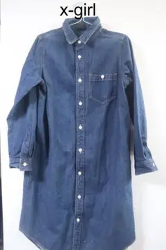 x-girl paint over デニムワンピース長袖かわいいF