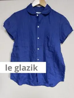 [美品]le glazik ルグラジック リネンシャツ　パフスリーブ　丸襟