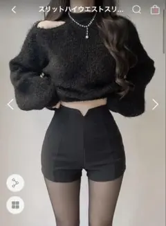 ハイウエストショートパンツ ブラックのサムネイル