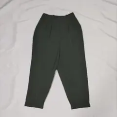 ウエストゴム プリーツパンツ カーキ きれいめ 古着