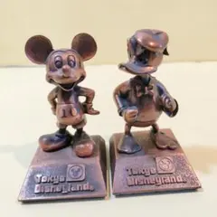 ミッキー　ドナルド　ブロンズ風置物２体セット【TDL開園当初品！】のサムネイル