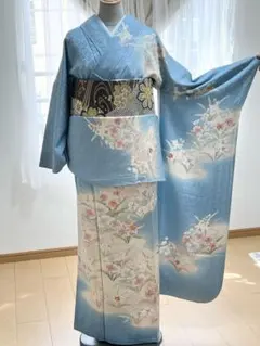 【美品✨】振袖 帯 草履 バッグ ショール セット 合計5点セット 青〜水色系