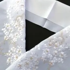 半襟 振袖用 豪華‼︎ 刺繍入り 白 ×金 桜盛り-1　※新品