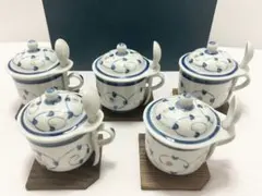 有田焼　茶碗蒸し　コーヒーカップ　蓋つき　スプーン付き　木製コースター　新品