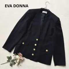 EVA DONNAオンワード樫山レザージャケット ブラック 金ボタン ダブル F EVA DONNAオンワード樫山レザージャケット ブラック 金ボタン ダブル F