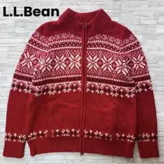L.L.Bean ノルディック柄 ニットジャケット XL フルジップ ラムウール