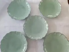 深川製磁 青磁 菊中割百年庵5枚18ｃｍ 深川製磁 青磁 菊中割百年庵5枚18cm - メルカリ