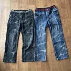 キッズ デニムパンツ 黒と青 2点セット サイズ: １７０㎝