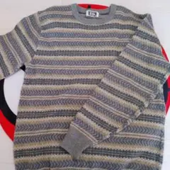 【古着】GIM ストライプ柄 ニットセーター LL