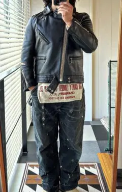 シープスキンLewis Leathers サイクロン ダブルライダースジャケット