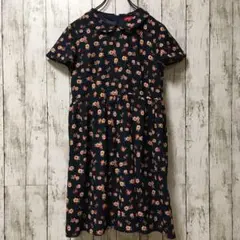 【アースミュージック&エコロジー】ワンピース　膝丈　Mサイズ　ネイビー系　花柄