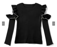 GRL 配色フリルオープンショルダーニットトップス dr342