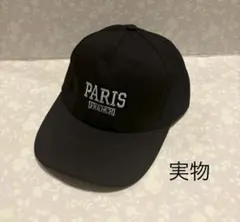 夏コーデ映え Paris刺繍レディース帽子 ブラック　キャップ　メンズのサムネイル