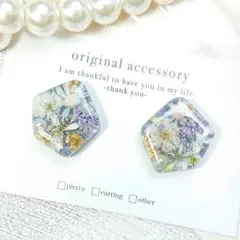 ハンドメイド 】ミントグリーン×紫陽花 レジンヘアゴム 2点セット