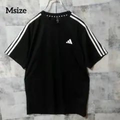 adidas Msize 半袖Tシャツ 三本ライン ワンポイントロゴ 黒のサムネイル