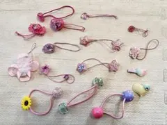ヘアゴムセット✴︎ピンク系✴︎ゴム15本ヘアクリップ2本✴︎キラキラ　まとめ売り