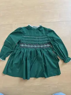 グリーン　刺繍　ワンピース　ブラウス　キッズヴィンテージ　アメリカ直輸入