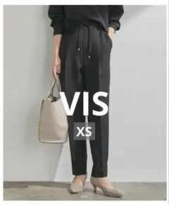 VIS リラックスできるキレイめウエストイージーテーパードパンツ ブラック XS