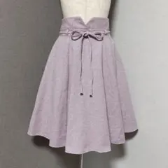 ミッシュマッシュ ラメ ツイード リボン フレア ミディ スカート ピンク