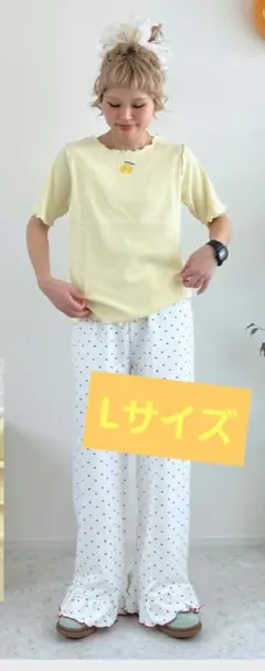 しまむら ayano 裾フリルパンツ ドット Lサイズ　 新品未使用