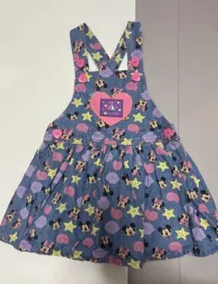 ディズニー ミッキー ミニー デニム ジャンパースカート ワンピース 90