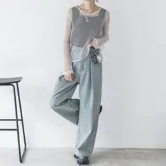 JEANASIS タックデニムワイドパンツ ブルー系 Sサイズのサムネイル