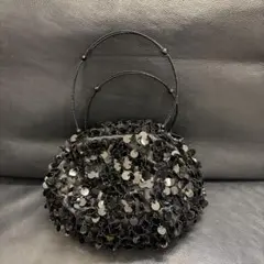 ビーズ装飾 ブラック パーティーバッグ
