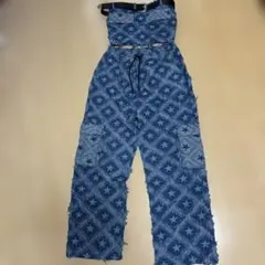ダンス衣装　セットアップ　星柄デニムカジュアルパンツ ベルト付き