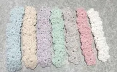 ハンドメイド ラメ入り 7色 花モチーフ編み