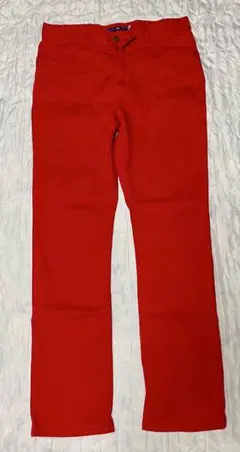 これからのシーズンピッタリシャレな真紅レディース レッド ストレートパンツ